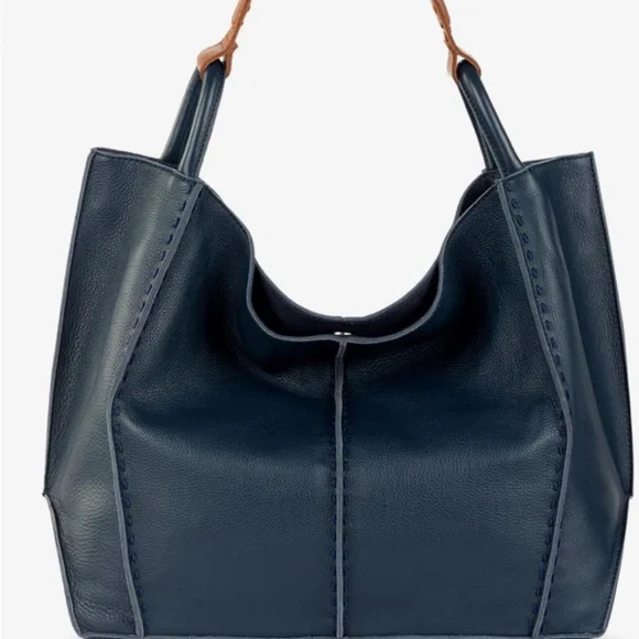 Los Feliz , the Sak Elegant Blue Leather Shoulder tote bag. - Picture 11 of 13